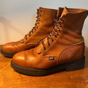 Justin Original Workboots Brown Leather 8” Lace Up Steel Toe USA Made Mens 11.5
